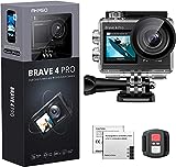 AKASO Action Cam 4K 20MP WiFi 40M Unterwasserkamera Ultra HD Touchscreen 170 ° Einstellbar Weitwinkel, EIS Stabilisierung, 5X Zoom, 2.4G Fernbedienung und 2 Akkus 1350mAh- Brave 4 Pro (Grau)