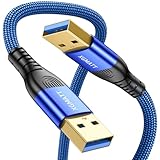 XGMATT USB 3.0 Kabel 1M,5Gbps High Speed Transfer USB Typ A Stecker auf Stecker Kabel,USB 3.0 A auf A Datenkabel geflochten kompatibel mit HDD, Drucker, Kamera, externe Festplatte, DVD, Blau