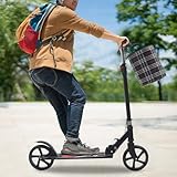 Klappbarer Doppelbremse Scooter HöHenverstellbar Faltbarer Roller Tragbarer Kickscooter Cityroller Mit Handbremse FußBremse Stoffbeutel Dicker Plattform FüR Erwachsene Kinder Schwarz Bis 260Lbs