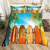 JOKITA Bettwäsche 135x200 Hawaii Surfen, Winter Weiche 3D Bettzeug Set Hawaii Surfen Bettwäsche-Sets, Hawaii Surfen Bettbezug und 2 Kissenbezug 80x80 cm