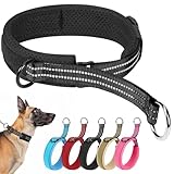 Ledeak Reflektierende Martingale Hundehalsbänder, Zugstopp Halsband Hunde für Große Mittlere Hunde, Verstellbares Nylon Gepolstert Breites Hundehalsband für Schmale Kopfhunde (Schwarz, M)
