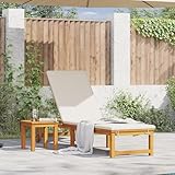 Makastle einklappbaren Sonnenliege,Terrassenliege mit Tisch und Rollen, Strandliege für Pool, Garten, Brown massivem Akazienholz 202 x 53 x 30-89 cm
