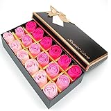 Txyk 18pcs Rose Soap Blumen in GeschenkBox, Faszinierende Duft von Rosen, Hübsche Form, Farbverlauf Farbe (rosarot)