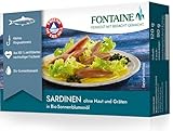Fontaine Sardinen ohne Haut und Gräten in Bio-Sonnenblumenöl – 120 g – 5er Pack - Premium Sardinenfilets aus 100% zertifizierter, nachhaltiger Fischerei und kontrolliertem Anbau