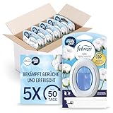 Febreze Bad Lufterfrischer, Reine Frische, 5 Stück, Kontinuierliche Geruchsbekämpfung und -verhinderung für Badezimmer
