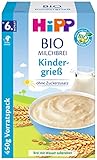 HiPP Bio-Milchbreie ohne Zuckerzusatz, Kindergrieß, Vorratspackung (4x450g)