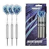 Champify® Brass Darts Set „Blue Eagle“ – 3 Dartpfeile mit 23g Barrel & Stahlspitze | inkl. 6 Alu-Schäfte, Flights & Zubehör | Präzise Steel Darts für Anfänger & Profis | Dartpfeile Set