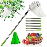 PASLFC 3.4m Obstpflücker mit Teleskopstiel Apfelpflücker Obstpflücker für Kirschen Kirschenpflücker mit Teleskopstiel Kirschpflücker mit Teleskopstiel Zitrus Birnen Kirschen Pflücker Pflaumenpflücker