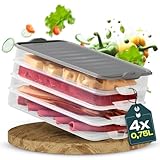 uandu Aufschnittboxen für Kühlschrank, Wurst Aufbewahrung, Aufschnittbox Stapelbar, Kühlschrank Organizer, Frischhaltedosen mit Deckel, Aufschnittdosen, Aufbewahrungsbox für Wurst und Käse - 4x0.75L