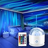 Fokky LED Sternenhimmel Projektor Kinder, Wiederaufladbarer Polarlicht Lampe Nordlicht Projektor mit 16 Beleuchtung-Effekten & Fernbedienung, Galaxy Projector Nordlicht Lampe für Zimmer Deko Geschenk