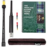 Barefoot Bagpiper Dudelsack-Praxis-Chanter 45,7 cm, vernickelt, gravierte Hülse für Dudelsäcke, Lehrerbuch, 2 Dudelsack-Übungsblätter, Taschenpfeifen für Anfänger, Erwachsene