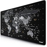 TITANWOLF - DEUTSCHES Layout - Titanwolf XXL Gaming Mauspad 900x400x3 mm - Schreibtischunterlage Gross - XXL Mousepad Gaming und Office - Weltkarte schwarz