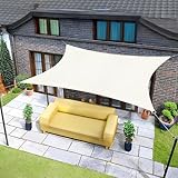 Sunnylaxx 3x4m Sonnensegel Rechteckig, Wasserdicht Sonnenschutz Sunsegel Color Creme, 95% UV-Schutz,für Außenbereich,Garten