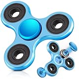 SCIONE Fidget Spinner Metall Sensory Fidget Toy, Cooler Metall Edelstahl-Handspinner Angst Stress Relief Geburtstag Geschenk für Kinder Erwachsene Blau (Lagerkappen können demontiert Werden Montiert)