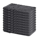 Lavea® 10er Waschhandschuh Set Elena, 10 Stück, 100% Baumwolle, Frottee, Waschlappen, saugstark, weich, für Körper und Gesicht, waschbar 60 °C, trocknergeeignet, Anthrazit, 15 x 21 cm
