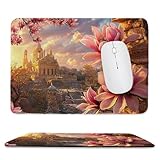 Kleines Mauspad 34 x 28 cm Gaming Mousepad, mit Rutschfester Gummiunterseite, Wasserdichtes Mini-Mauspad für Damen, Herren, Kabellose Maus Laptops, Zuhause, Büro, Reisen, Schloss Jade Orchidee Z-99