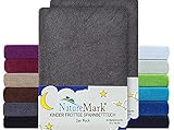 NatureMark 2er Pack Kinder FROTTEE Spannbettlaken, Spannbetttuch kuschelig weich, für Babybett und Kinderbett | 70x140 cm - Anthrazit grau