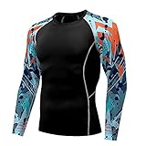 Herren Rash Guard Shirts Langarm UPF 50+ Kompressionsshirt Sport Fitness Gym Schwimmen Workout Kleidung Top für Männer