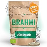 Bio Brahmi Kapseln – 200 Kapseln – Bacopa Monnieri perfekt dosiert – 1000 mg Brahmi pro Tagesdosierung – Bio – Vegan – Ohne Zusatzstoffe – Natürliche Inhaltsstoffe – Organic brahmi capsules
