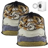 2 Stück 70 x 90cm Wäschenetz Groß Kordel, Wäschesack Für Waschmaschine Maschinenwaschbar Wäschenetz Mit Kordelzug, Laundry Bag Schwarz Wäschesäcke Groß für Schmutzige Kleidung, Bettwäsche, Plüschtiere