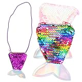 Ipetboom 3 Stück Glitzernde Meerjungfrau Mini Umhängetaschen für Mädchen Tragbare Kleine Geldbörsen mit Pailletten Strapazierfähige Crossbody Tasche für Party und Alltag
