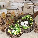 Rundes Rattan-Vogelnest, Ostern, handgefertigt, Bastelrequisiten, Gartenhaus, Vogelfenster, V6K7, Simulatio-Dekor, Eiernest, Vogelrebe