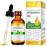 60 ml, ultrareines Vitamin E-Öl für den Körper für Haut, Gesicht und Narben, tiefenwirksam nährend, gegen Falten und Alterung, verbessert die Festigkeit und Elastizität der Haut