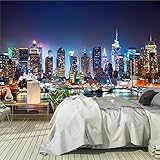 murimage Fototapete New York 366 x 254 cm inklusive Kleister Manhattan Skyline Tapete USA Nacht Office Wohnzimmer Schlafzimmer Flur Büro