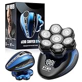 FitSan 7D Kopfrasierer für kahle Männer, abnehmbarer Kopf, IPX7 Nass-/Trockenrasur mit LED-Display, wasserdicht und wiederaufladbares Pflege-Set vom Typ C