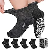 ZFSOCK Diabetiker Socken Herren Damen: Bambus Stoppersocken mit Komfortbund Ohne Gummibund & Naht Extra Weite Antirutschsocken Für Geschwollene Füße Schwangere Senioren Schwarz 3 Paar 43-46