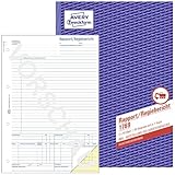 AVERY Zweckform 1769 Rapport/Regiebericht (A4, selbstdurchschreibend, von Rechtsexperten geprüft, für Deutschland und Österreich zur Dokumentation der Arbeitsleistung, 2x40 Blatt) weiß/gelb