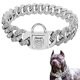 TUPOSTAR Hundehalsband Mit Kette, Robustes Hundehalsband Mit Dicken Gliedern, Hundehalskette Aus Edelstahl Zum Spazierengehen, Für Mittelgroße Und Große Hunde,Silber,60cm