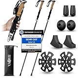 BAVA® Wanderstock Faltbar [36cm Packmaß] Verschiedene Aufsätze [Ultraleicht] EasyFold-System - Teleskop Verstellbar | Trekkingstöcke Nordic Walking Stöcke Damen und Herren -Wandern Hiking Outdoor