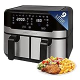 ProfiCook® Doppel-Heißluftfritteuse | 9 Liter | XXL Heißluftfritteuse Doppelkammer | Frittieren mit heißer Luft ohne zusätzliches Öl | 9 Programme | Air Fryer |Touchscreen | 2400 Watt | PC-FR 1242 H