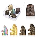 Fingerhut, 5 Stück Nähen Fingerhut Nähen Fingerschutz aus Metall verstellbarer handgefertigter Fingerhut zum Nähen,Sticken,Basteln,Handnähen (3 Größen)