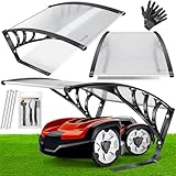 KESSER® Mähroboter Garage Dach Carport Überdachung für Rasenmäher Rasenroboter Automower Garten Witterungsbeständig Mährobotergarage inkl. Handschuhe & Brushset, Maße 82x103x47cm, Transparent