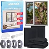 4 Stück Fliegengitter Fenster, Insektenschutz Fenster 130x150cm, Fliegennetz Fenster, Moskitonetz Fenster, mit Klettband Selbstklebend, Schützen die Familie vor Insekten (Schwarz)