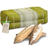 livasia Block Yogakissen eckig - 17x34x12cm - Meditationskissen mit Kapok, Stützkissen Bolster rechteckig, Yoga Pilates Zubehör Nackenkissen, Thaikissen fest handgefertigt (Grün)
