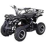 Actionbikes Motors Kinder Quad Elektro ATV Torino | 𝟑𝟔 Volt 𝟭𝟬𝟬𝟬 Watt Motor bis 𝟐𝟓 km/h - Kinderquad - Pocket Quad - Safety Touch Fußschalter - Miniquad - Für Kinder ab 6 Jahren (Schwarz)