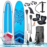 BRAST® SUP Board Family | Aufblasbares Stand up Paddle Set XXL | 370x87x15cm bis 210kg viele Modelle | inkl. Zubehör 2X Kajak-Sitz 2X Fußschlaufe 2X Paddel Pumpe Rucksack | Turtle