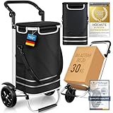 Dimono® Einkaufstrolley Rolltex Klappbarer 3 in1 Trolley zum Einkaufen; 56 Liter inkl. Kühlfach; Transportwagen Shopping-Trolley Einkaufswagen Einkaufstasche (Schwarz)