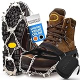 Premium Steigeisen für Bergschuhe mit 19 Spikes - Profi Anti-Rutsch Schuhkrallen für Schnee & EIS - Winter Grödel Spikes für Schuhe - Schuh-Ketten zum Wandern - Grödeln Eisspikes