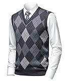 Herothorn Herren Diamant West Dick Strickweste Business Ärmellose Pullunder Wollweste Argyle Lässig V-Ausschnitt Pulloverwestee Gestrickt Pullover für Männer