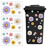 Mülleimer Blumen Aufkleber - 3 Blätter Daisy für Mülltonnen, Wasserdichte Dekoration für Müller, Kühlschrank und Wand