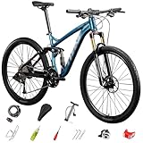 27.5 Zoll Mountainbike mit Aluminiumrahmen, 27 Gang, Leichtgewichts-MTB Mountainbike, Höhenverstellbar Softail-Mountainbike, Aluminium Rennrad für Mädchen Jungen Herren und Damen D-27.5,27-Speed