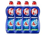 PRIL Original (4x 675 ml), Handgeschirrspülmittel mit höchster Fettlösekraft, für sauberes Geschirr auch in kaltem Wasser