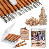 HOLZWURM Schnitzwerkzeug-Set 12-tlg inkl. Video-Schnitzanleitung und E-Book, ideales Schnitzmesser-Set zum Schnitzen von Holz, Gemüse, Obst uvm.…