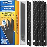 EffektWerk - Kartonmesser Klingen Set - Schwarz, 60 Stück - 9mm Universalmesser Ersatzklingen - Robuste Kohlenstoffstahl Abbrechklingen