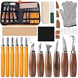 Holzschnitzwerkzeug-Set, 30-in-1-Holzschnitz-Sets, Kerbschnitzwerkzeug-Set enthält 12-teiliges Schnitzwerkzeug und Lindenholzblöcke, Holzbearbeitungsset für Anfänger und Profis