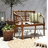 LEBENSwohnART Massive Teakholz Sitzbank Christos 100cm Natur Outdoor Gartenbank Holzbank Handarbeit